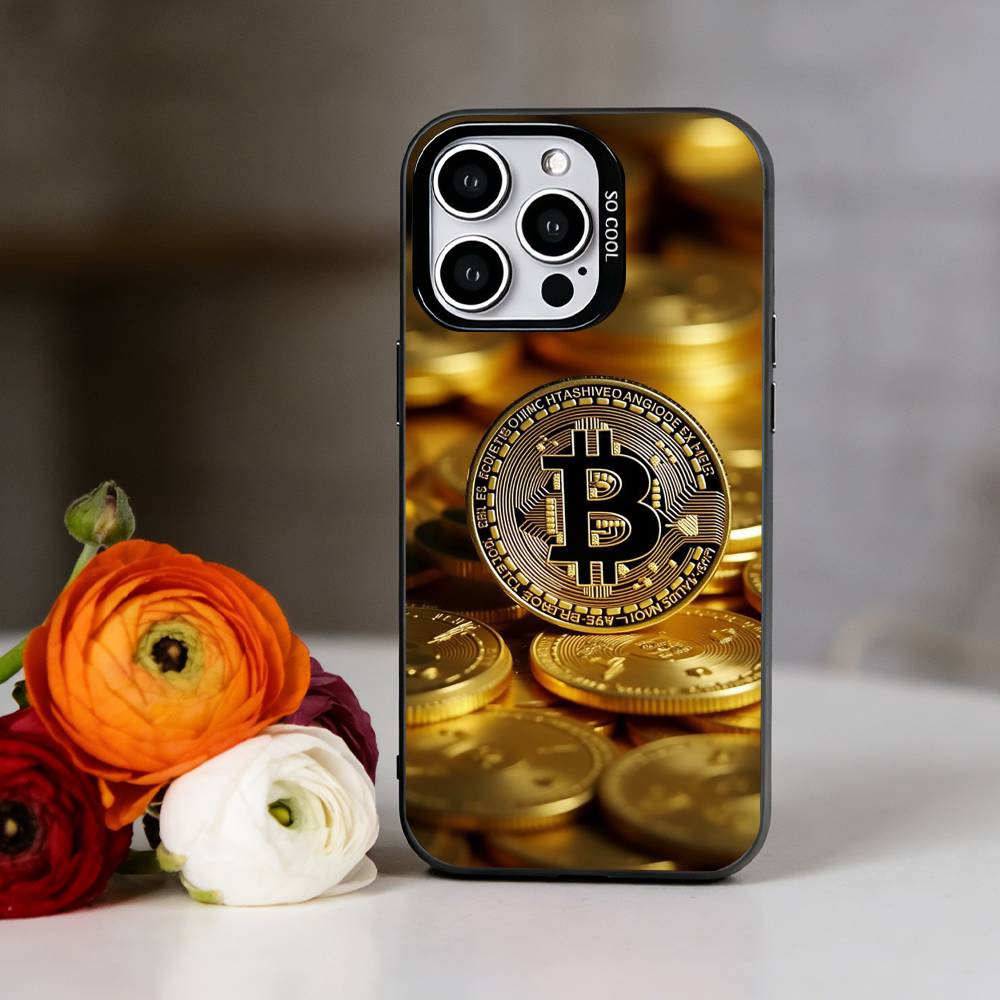 Bitcoin Crypto Phone Case For iPhone 17,16,15,14,13,12,11 Plus,Pro Max,XS,Colorful Silver Phone case Funda Cover