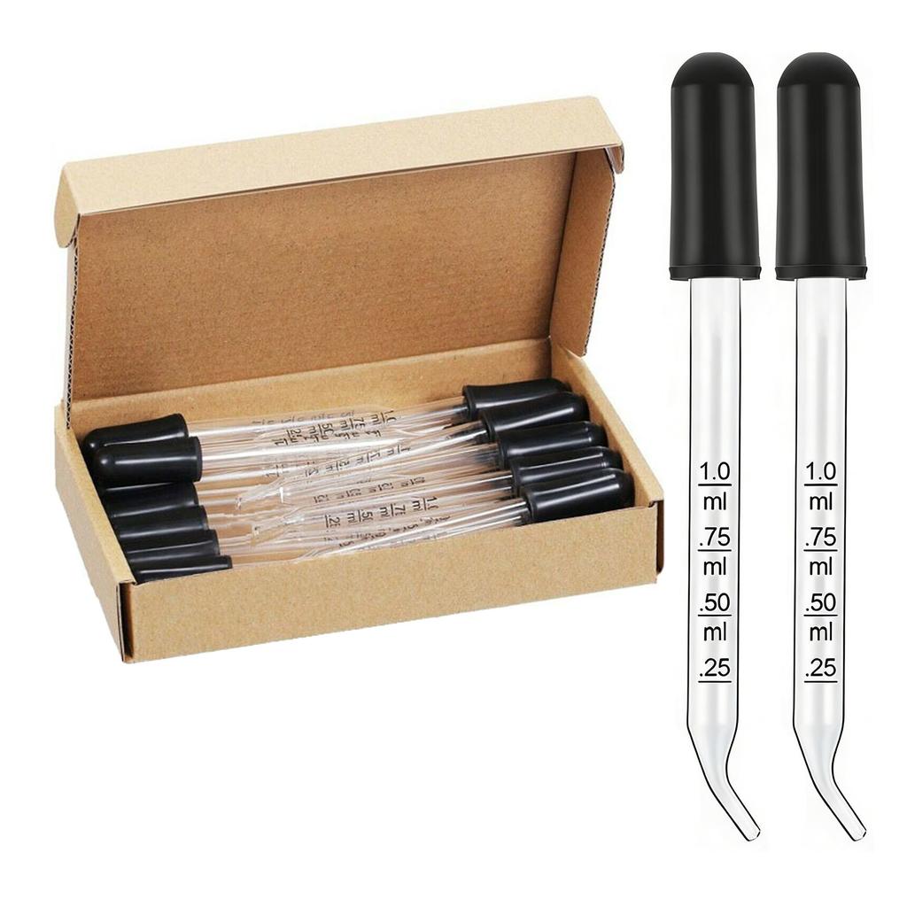 20 Stück Labor-Flüssigkeitspipetten 1 ml Klare Glas-Messpipetten mit Weichen Gummiköpfen zur Messung von Ölflüssigkeiten