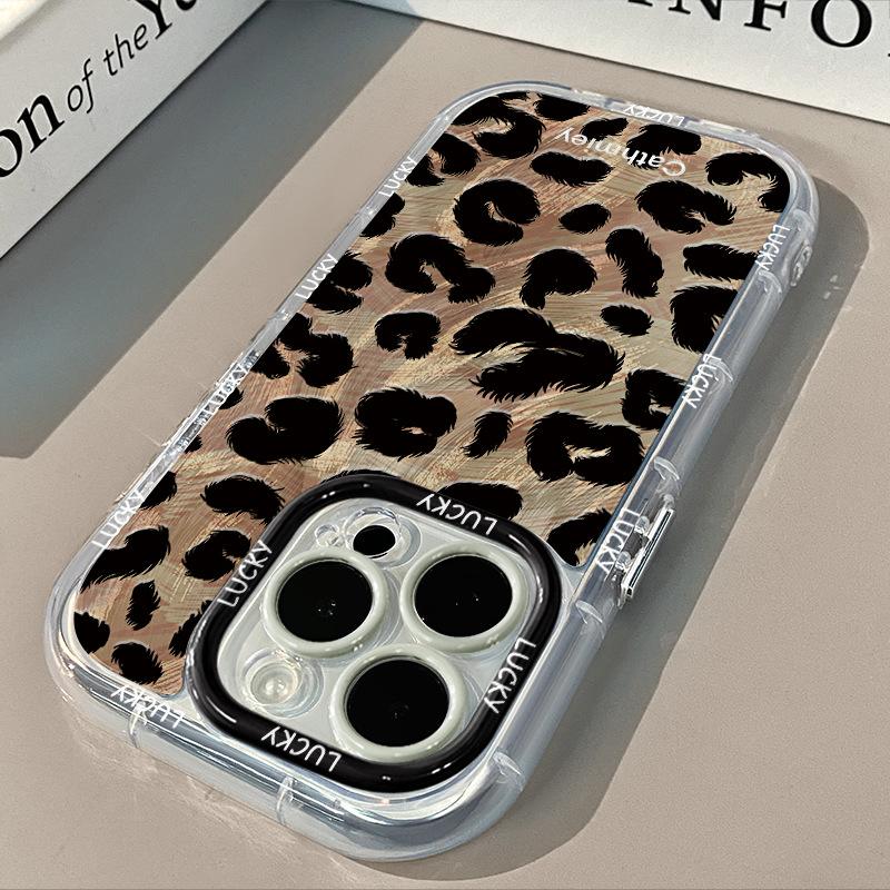 Leopard Schwarz und Grau für Apple 16pro Handyhülle 15 Federgarn Creme für IPhone13 für Xiaomi 14pro Kreativ