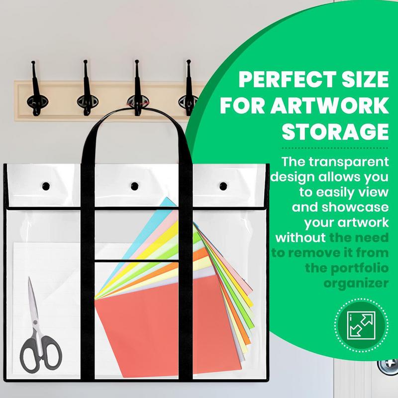 Poster Bag Clear PVC Art Container Portable Bulletin Board Holder With Handle Pocket Multipurpose Poster For Students