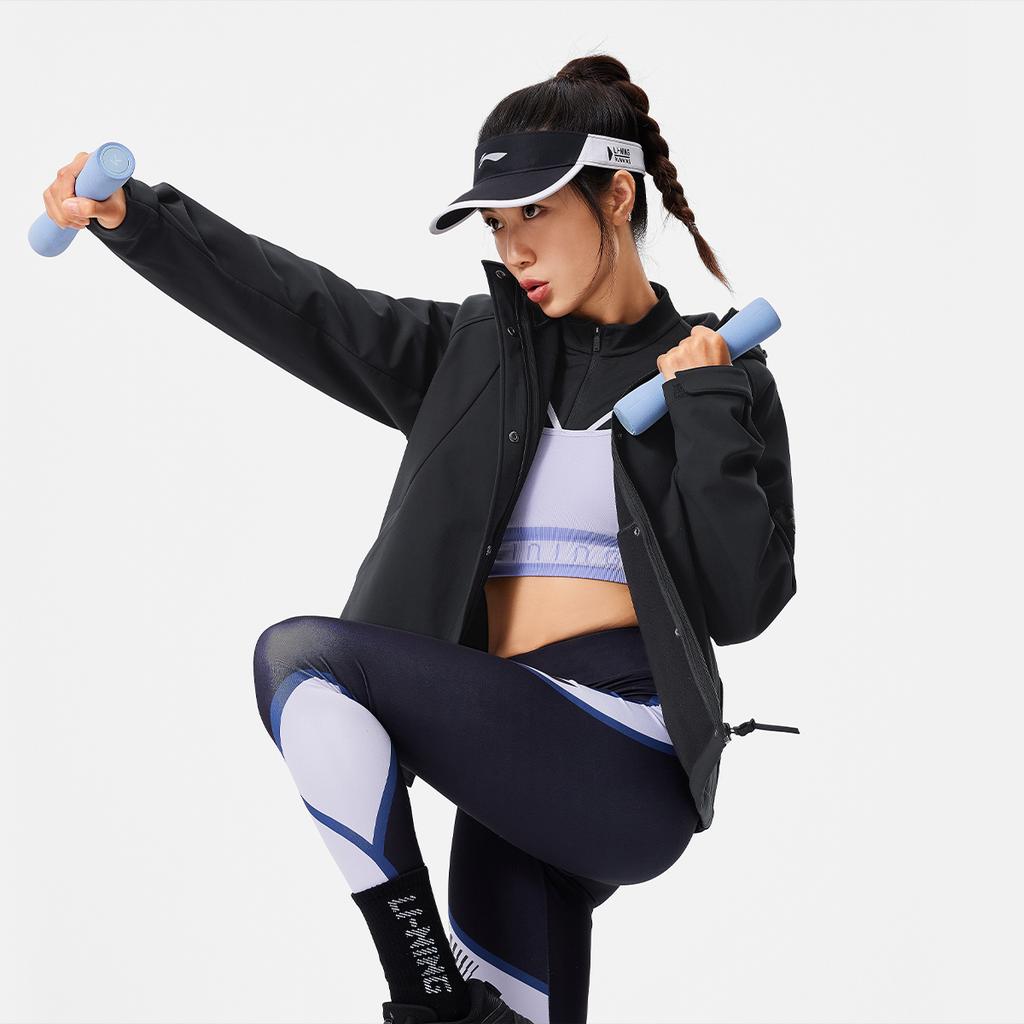 Li-Ning Water-Resistant Solid Color Zip-Up Hooded Comfortable Breathable Sports Jacket Women Jacket Black AFDU562-4