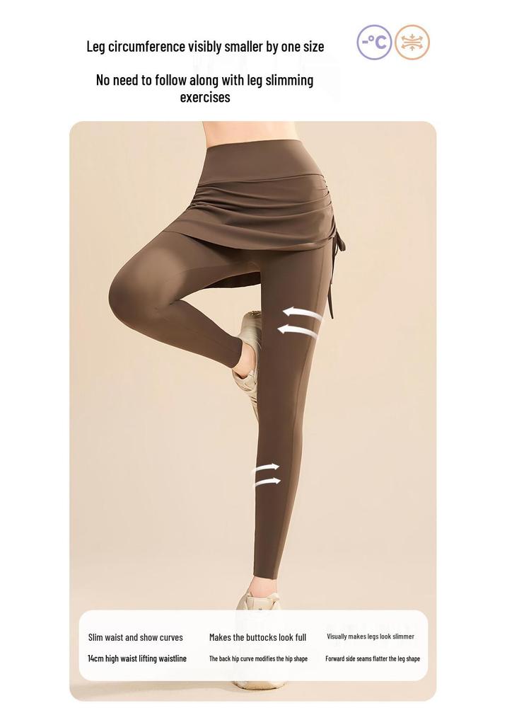 Dámské Jógové Kalhoty Sukně s Vysokým Pasem a Kapsami - Zeštíhlující, Proti Odhalení, Přiléhavé, se Šňůrkou