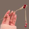 Retro Roter Haarstab Chinesischer Stil Hanfu Quaste Frauen Blumen Essstäbchen Legierung Haarnadel Frau Schmuck Haarspange Accessoires