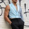 INCERUN Herren Einreihig mit Kerb-Revers Ein Langarm Patchwork Ausgeschnitten Lässig Dünn Kurz Geschnittene Blazer Tops