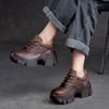 GKTINOO 2025 Women Shoes Handmade Retro 100% Genuine Leather Thick High Heel Chunky Platform Casual Height Increasing Shoes