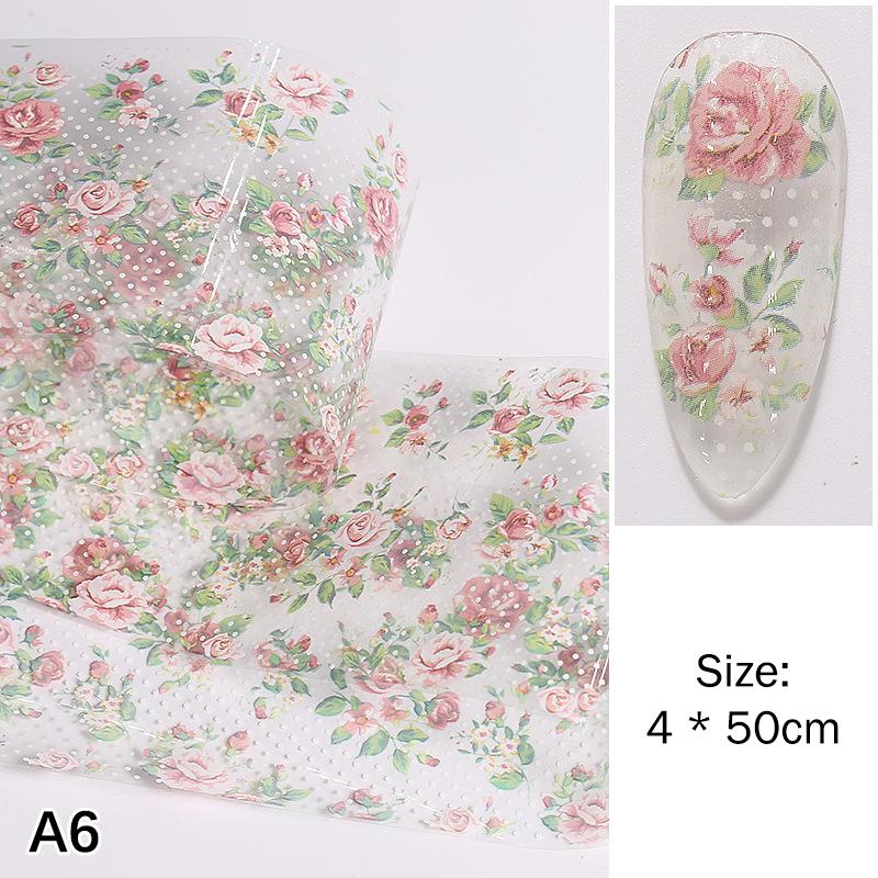 1Pcs 100cm Flower Rose Nail Transfer Foils Sticker Paper Floral Stickers Nails Wraps Tulip Nail Art Stickers Decal Nail Art