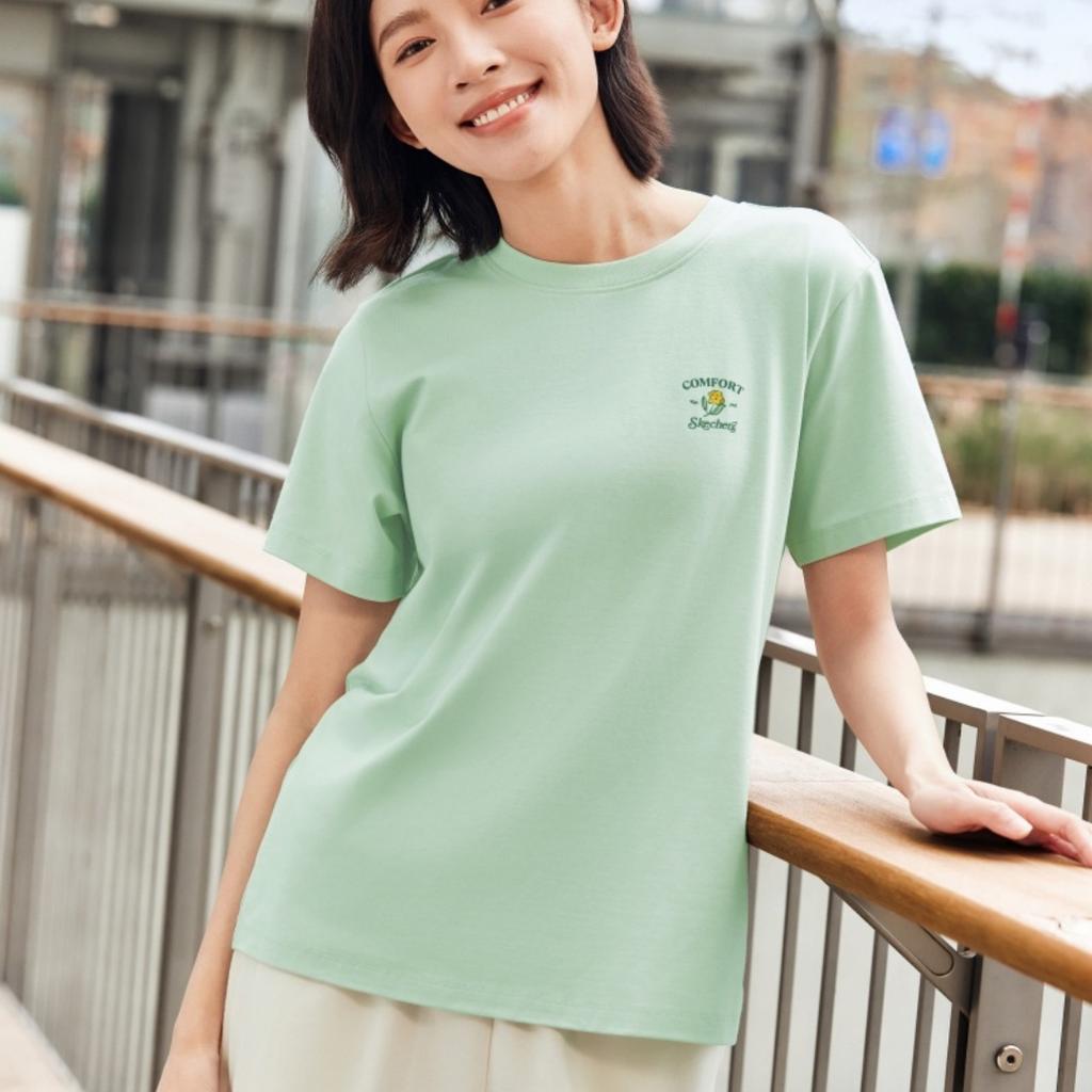Skechers Sports Alliance Series Comfortable Soft Skin-Friendly Breathable Regular T-Shirt Women Tops L225W173-0215