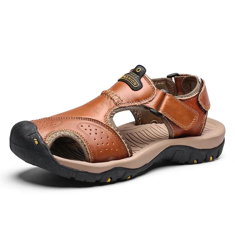 Fashion 2025 New Man's Shoes Genuine Leather Men Sandals Summer Men's Shoes Outdoor Water Shoes Leather Sandals For Men
