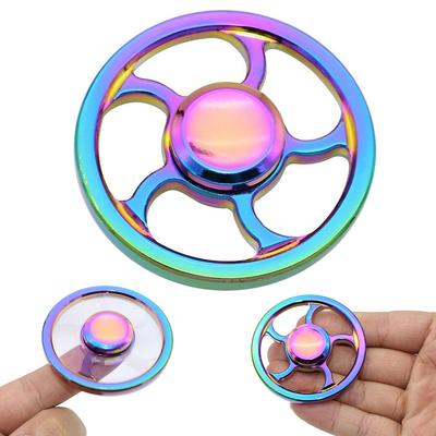 Regenbogen Farbe Aluminium Rad Runde Hand Finger Spinner Zappeln EDC Fokus Spielzeug Gyro