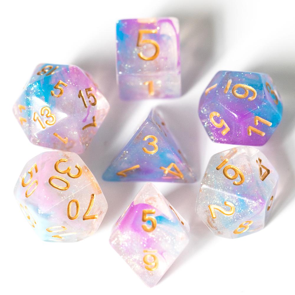 Cusdie D&D Rauchwürfel Dungeons and Dragons 7 mehrseitiges Würfelset D4 D6 D8 D10 D% D12 D20 für Rollenspiele Brettspiele
