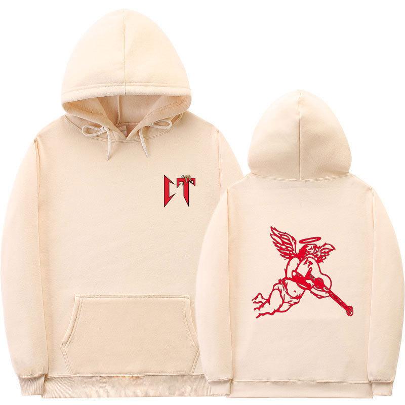 Ribbed bottom pendulum fashion printed sweatshirt loose hoodie autumn and winter men's and women's casual sports sweater top jacket