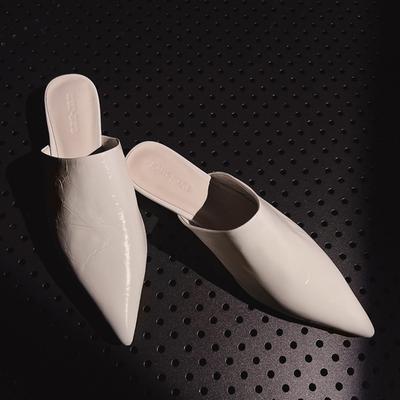 Baotou Low Heel Sandals Women's Pointed Deep Mouth Non-slip Wear-resistant Sandals Outdoor Slippers Women's Slippers