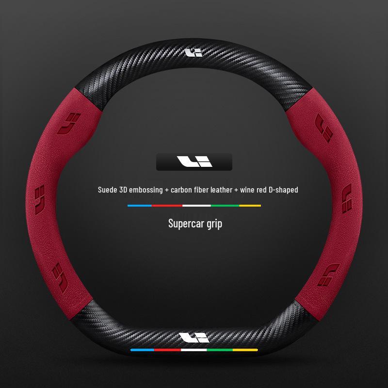 Ideal Steering Wheel Cover – Genuine Leather & Suede, Carbon Fiber, Four Seasons Compatible (Models: ONE L9, L8, L7, L6 MEGA)