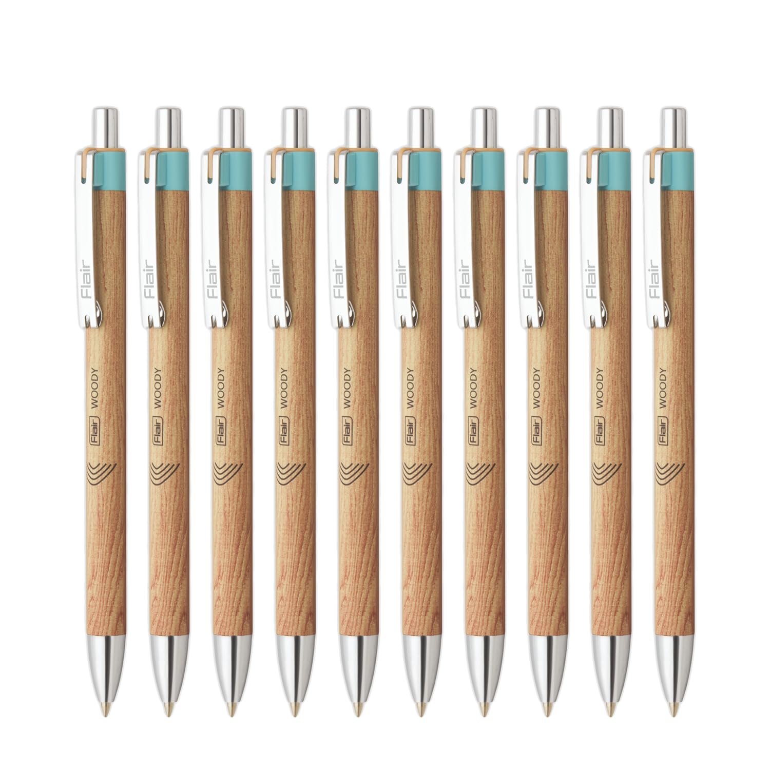 

Flair Woody Cliq 0.7mm Retractable Ball Pen Blue Ink Pack Of 1X 10PC Smooth Writing Pens For School Office And Journaling