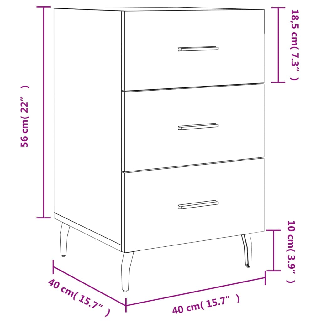 Nightstand Concrete Gray 40x40x66 cm Wood Based Material
