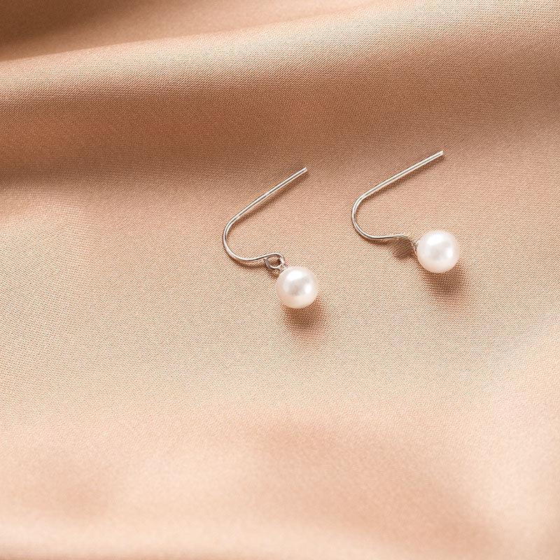 925 Sterling Silver Retro Pearl Hook Earrings - Elegant High-End Design for Women