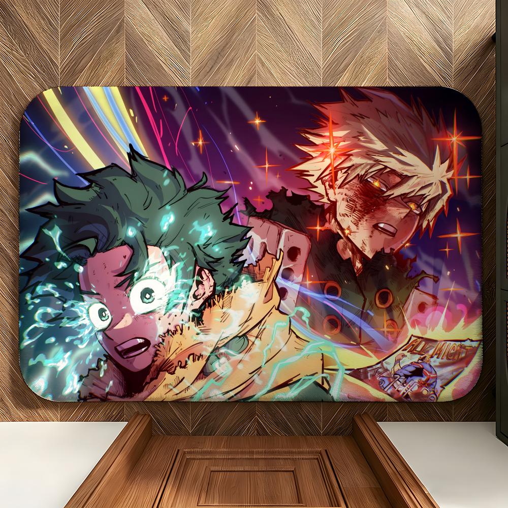 anime M-My Hero A-Academia Floor Mat Soft Flannel Floor Mat Suitable for Entryways, Living Rooms, Bedrooms, and Bathrooms