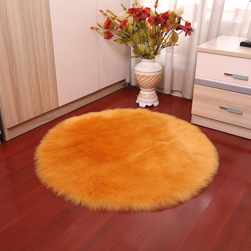 Nordic Round Faux Wool Rug for Bedroom or Living Room