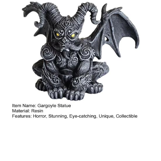 Winged Gargoyle Statue Gothic Indoor Outdoor Guardian Sculpture Scary Resin Sitting Gargoyle Figurine for Garden Lawn Backyard Halloween Office Home
