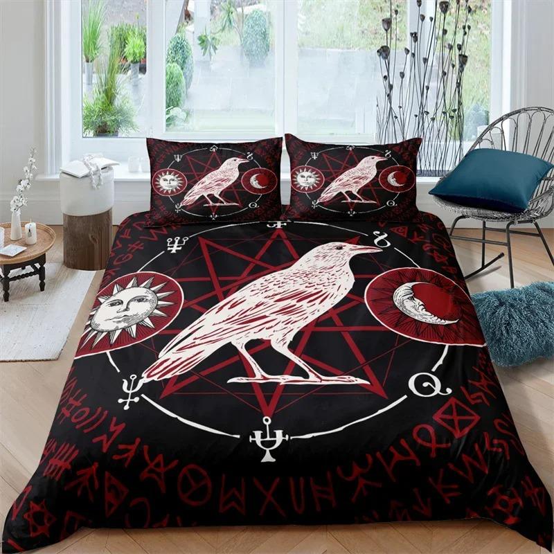 Viking Duvet Cover Scandinavian Folklore Motifs Bedding Collection Microfiber Northern Germanic Culture Vikings Wolf Celtic Quilt Cover