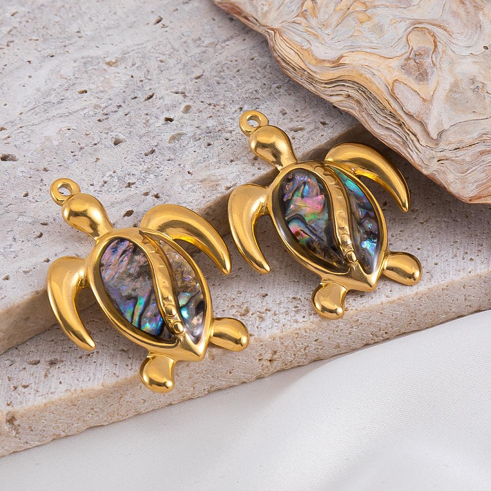 2pcs Stainless Steel Marine Animals Pendant Shell Turtle Starfish Demon Fish Necklace Earring Charm for Jewelry Making Supplies