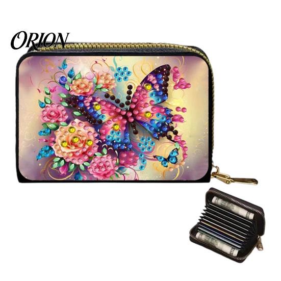 Personalized Card Case DIY Rhinestone Painting Holder, Faux Leather Coin Purse, Shining Holder Portable Mini Storage Pouch for Cards And Keys Handmade