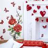 Romantic Vintage Red Rose Butterfly Wall Stickers, Self-Adhesive Decor for Living Room Bedroom Wall Decoration