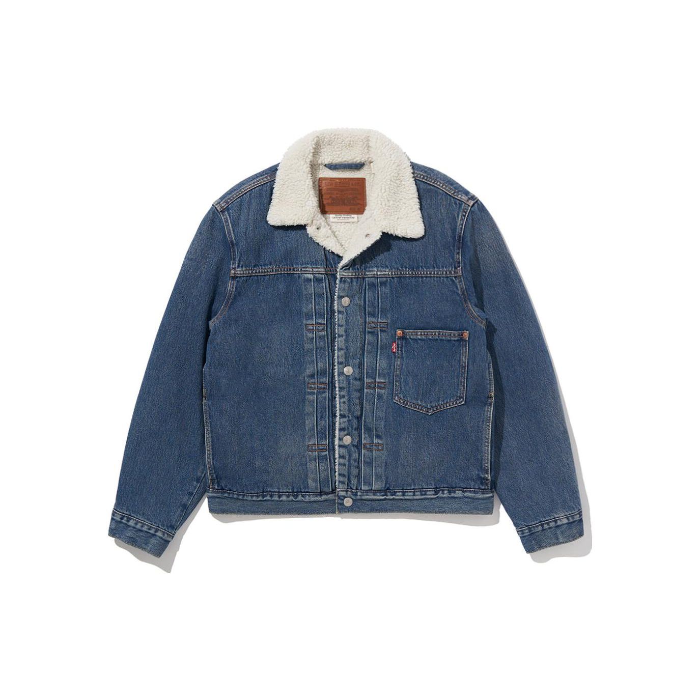 

Levis Fw22 однобортная джинсовая куртка с воротником из овчины и лацканами, куртка унисекс, джинсовая, синяя A4882-0000 XXL