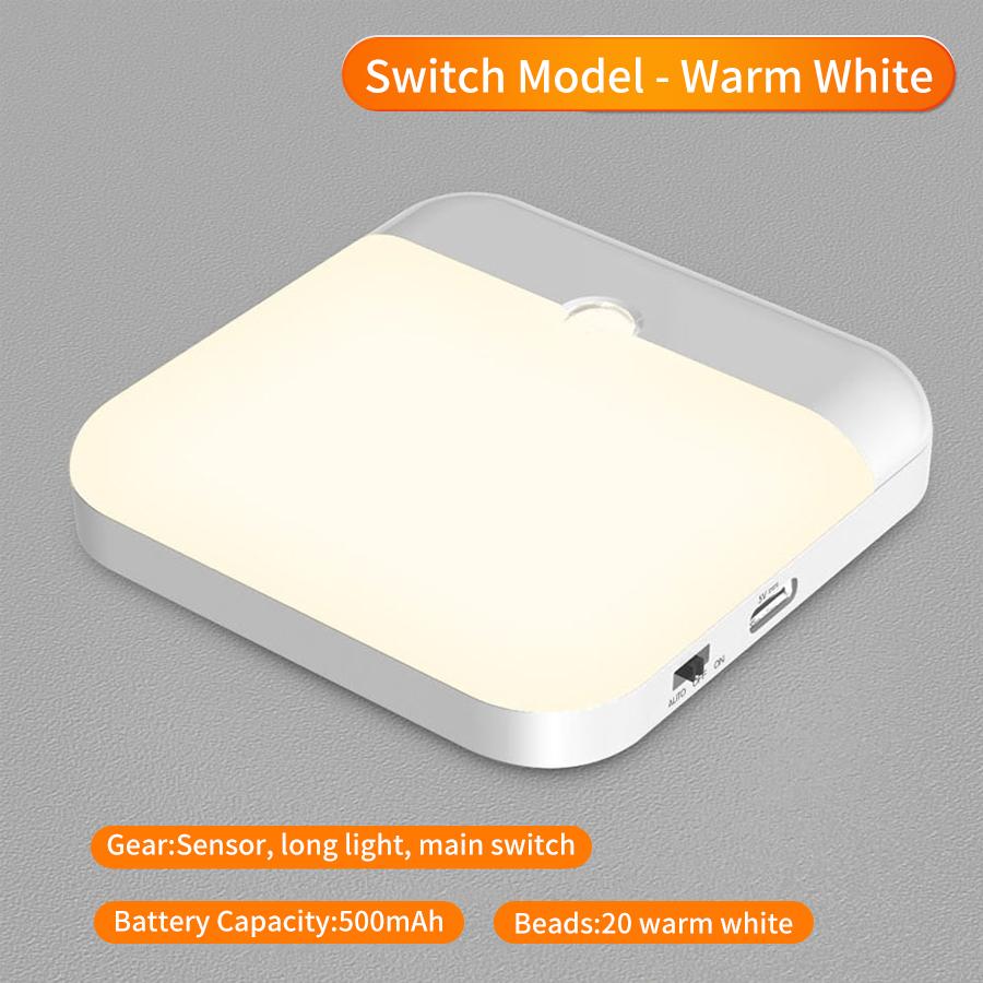

Акумуляторна світлодіодна нічна лампа з датчиком руху для аварійної спальні, кухні, ванної кімнати, сходів, коридору, біла бездротова лампа USB