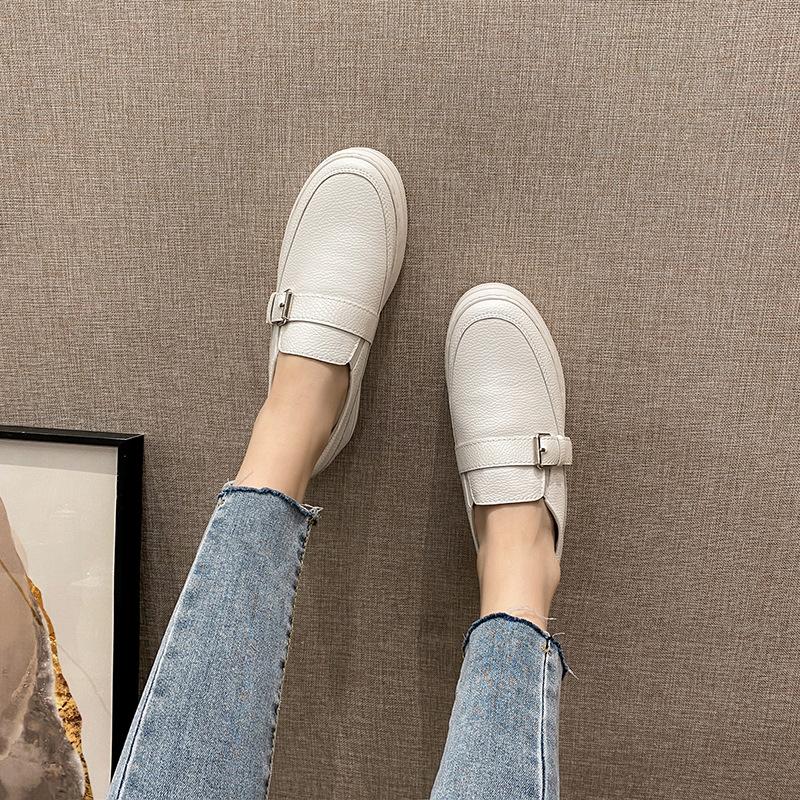 

Creepers Маленькие белые туфли женские с пряжкой на ремне, туфли на плоской подошве, туфли-муффины из искусственной кожи, женские туфли на платформе 4.5 белый