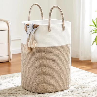 Laundry Basket,Woven Cotton Rope Laundry Hamper Sorters,Versatile Storage for Dirty Clothes,Baby Toys,and Blankets In Bathroom