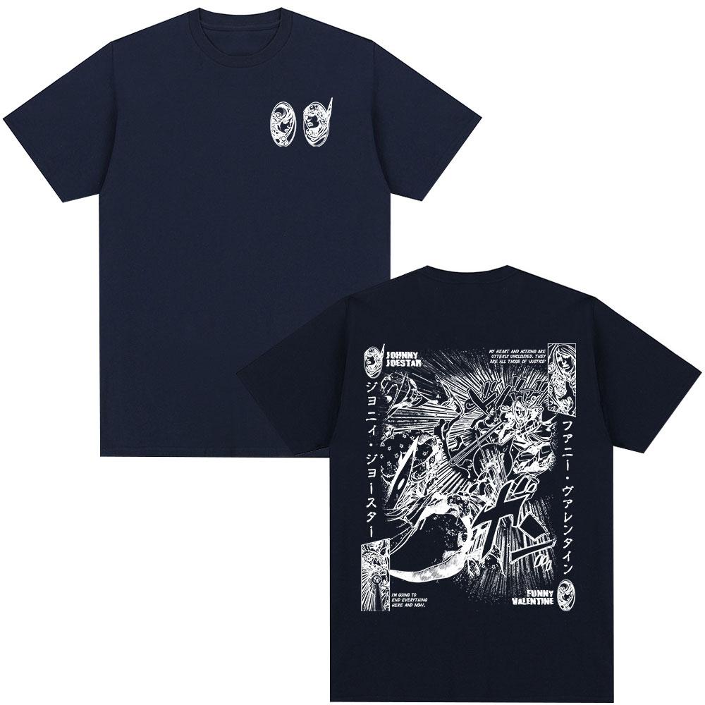Anime JoJo Bizarre Adventure Johnny Joestar Funny Valentine Camisetas Ropa para Hombre Mujer Moda Casual Camisetas de Manga Corta