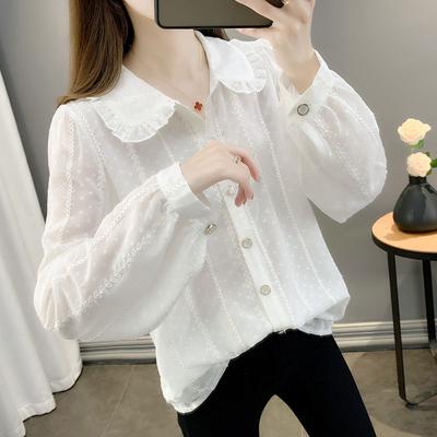 White Shirt Women Autumn Thin Long Sleeve Loose Pure Color Fashion Blouse Casual Tops Versatile