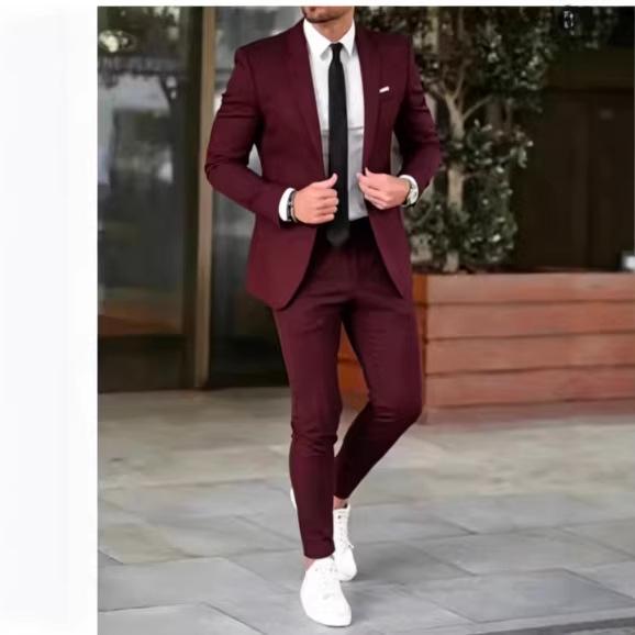 2026 Men's European & American Business Casual Slim Fit Wedding Suit Set