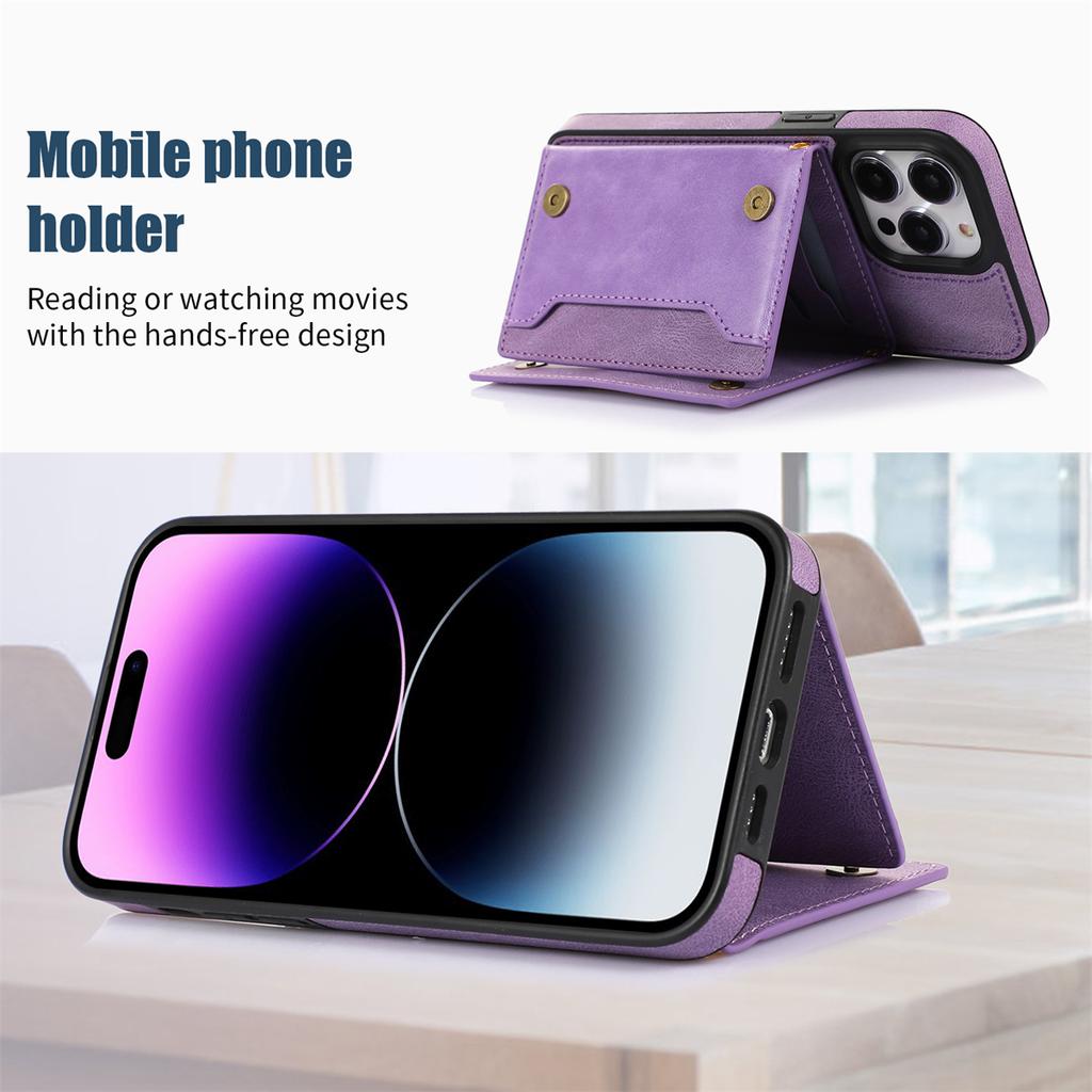 For iPhone 16 Pro Case Wallet RFID Blocking TPU Leather Phone Cover with Lanyard