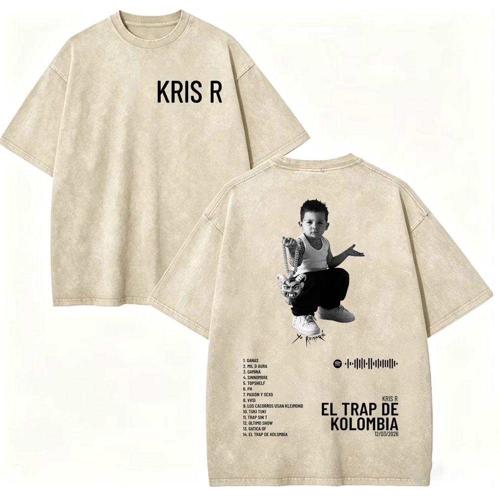 Vintage Washed Rapper Kris R Tshirts Men Women Clothing High Street Fashion Trend T Shirt High Quality Cotton Oversized Tshirt