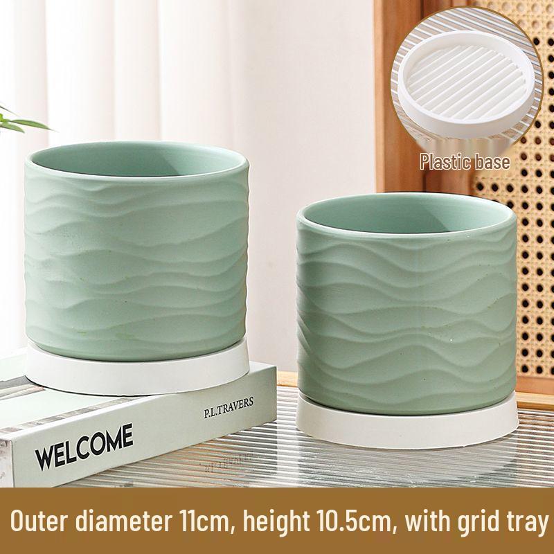 Nordic Style White Ceramic Succulent Pot with Four Compartments