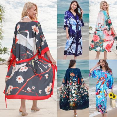 Plus Size Boho Kaftan Dress, Women's Plus Maxi Cover Up Dress
