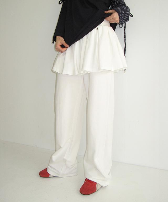 RONRON Peplum Ruffle Pantskirt White