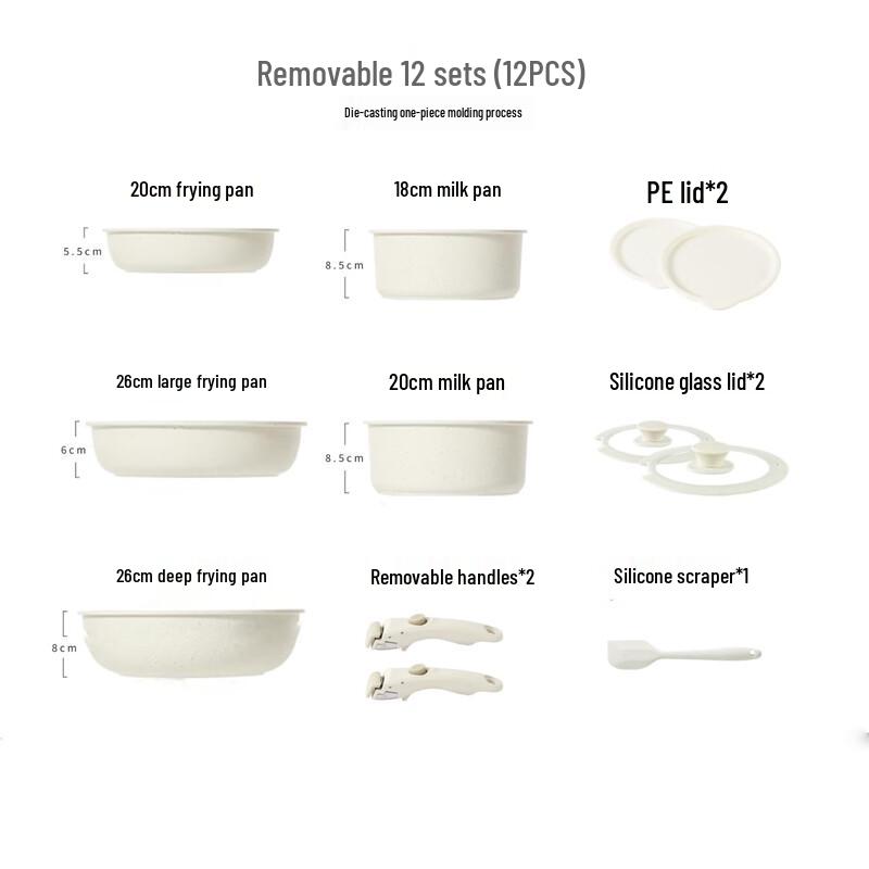 Triceratops 12-Piece Detachable Handle Cookware Set