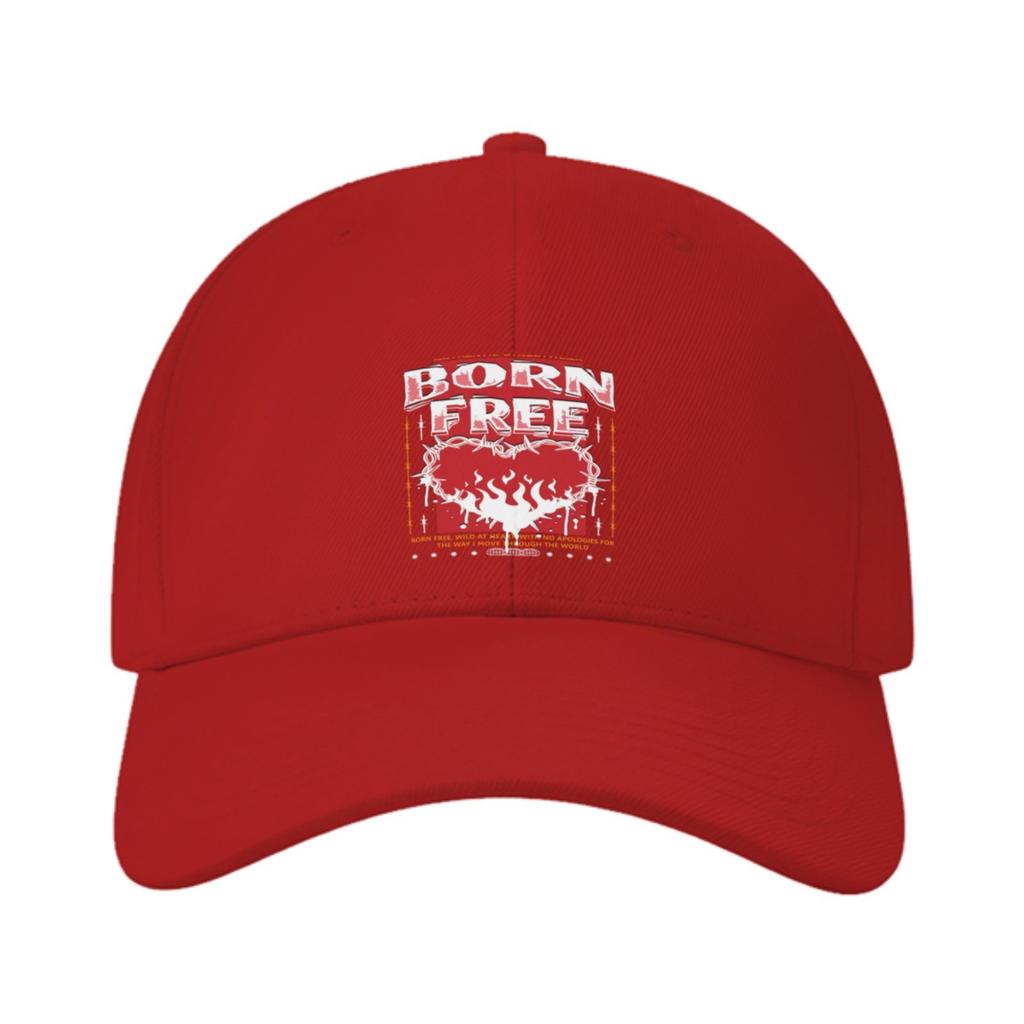 Born Free Fire Heart Graphic Baseball Cap Unisex Casual Cotton Adjustable Summer Hat