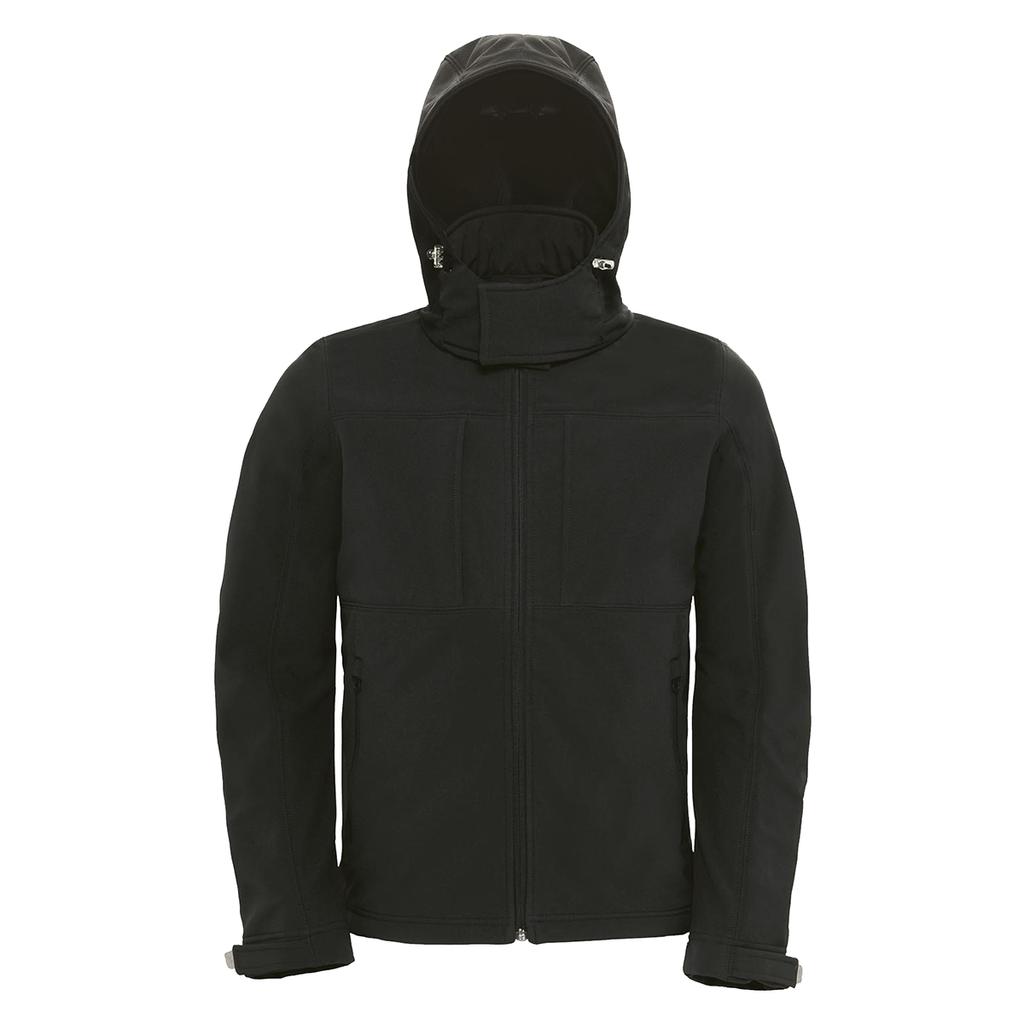 B&C Herren Softshelljacke mit Kapuze, atmungsaktiv, wasserdicht und winddicht (Fleecefutter)