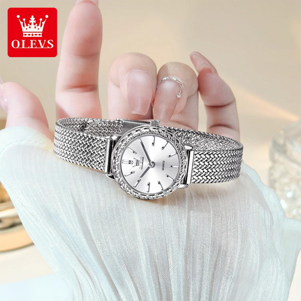 OLEVS Women's Watches Simple Fashion Original Watch Stainless Steel Mesh Strap Waterproof Luminous Watches For Women