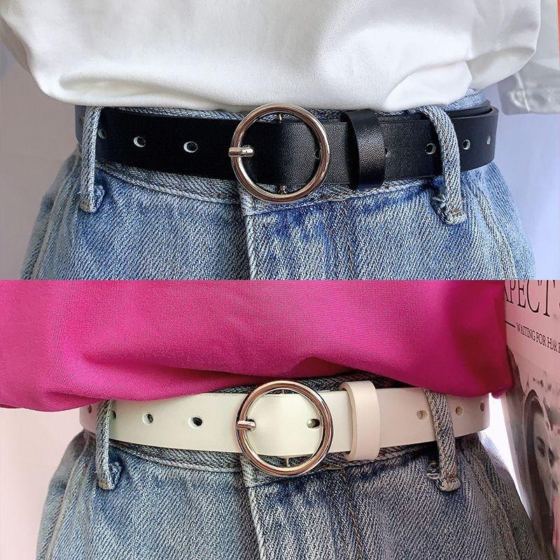 Stylish Womens No-hole Decorative Jeans Belt In Black Versatile Fashion Accessory