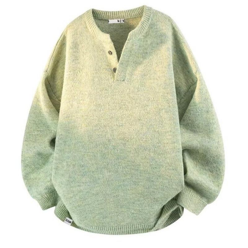 

Men s Teen Solid Color Knit Pullover - Autumn/Winter Hong Kong Style 2XL зелений