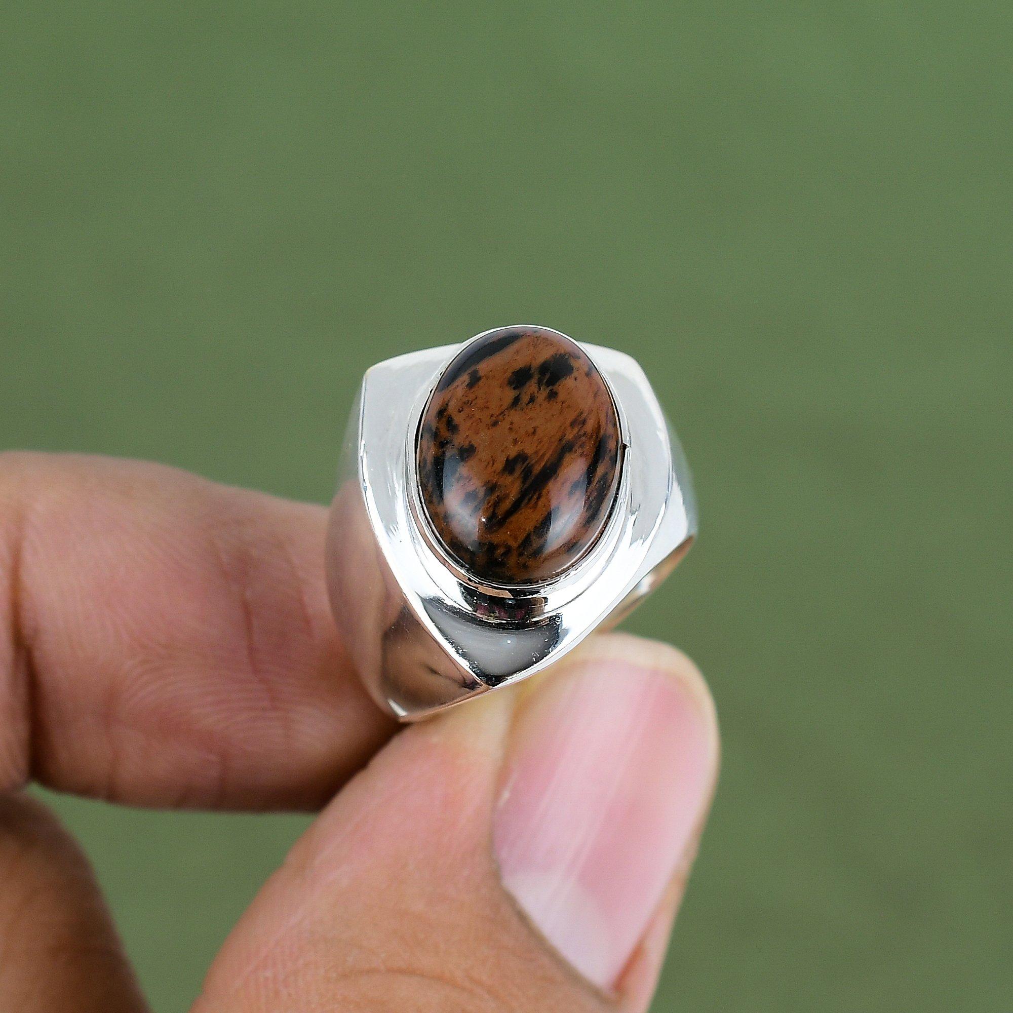 Mahogany Obsidian Ring 925 Sterling Silver Rings Stylish Jewelry Handmade Ring Top Quality Gemstone Jewelry For Gifts Available In Ring Size 6 US