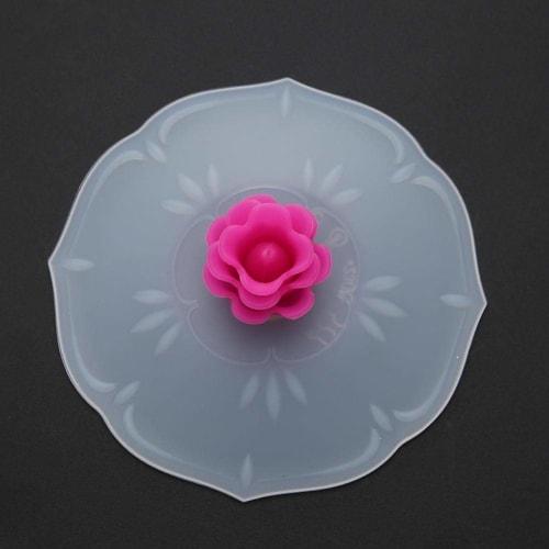 Reusable Silicone Cup Cover/Lid, Dustproof and Leakproof, Perfect for Mug Lids, Keeps Cups Warm, Keeps Cups Warm, Cute Rose Design, Improves Quality o