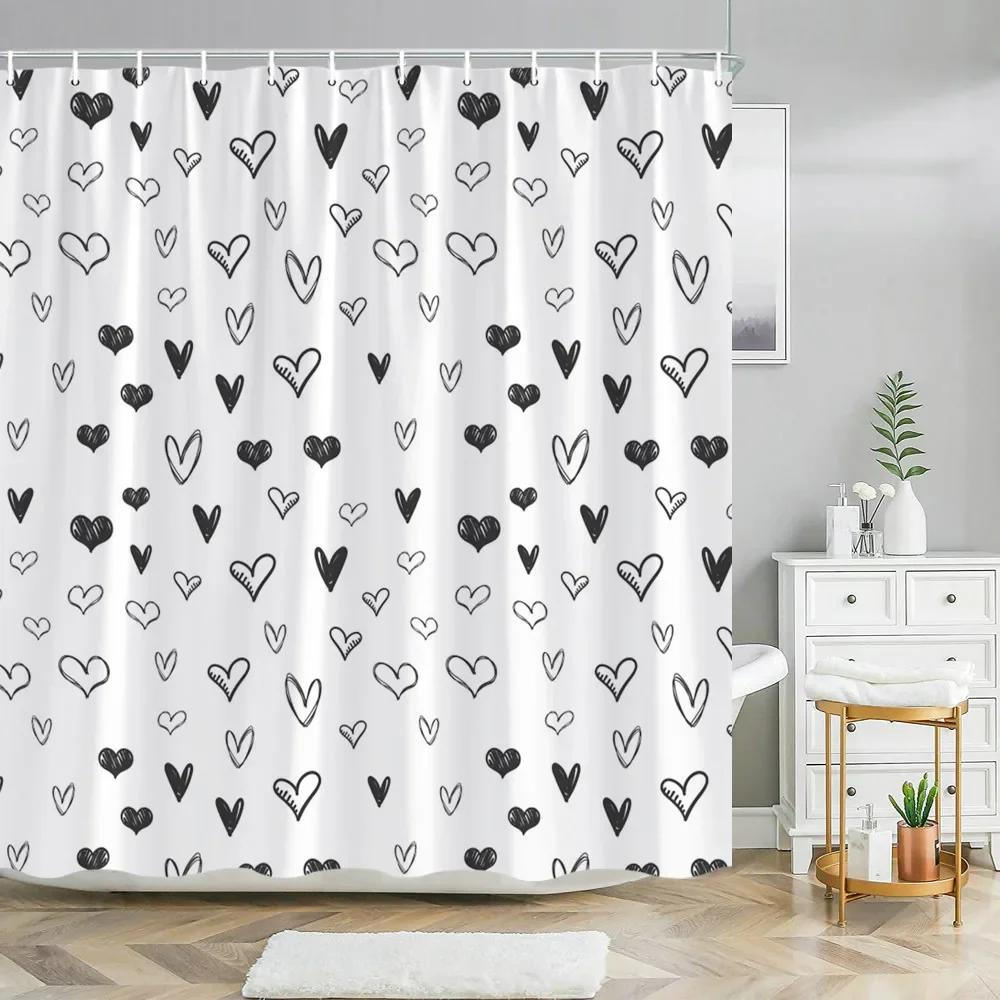 Paris Eiffel Tower Pink Shower Curtain Valentine'S Day Flowers And Butterflies Polyester Washable Bathroom Decor