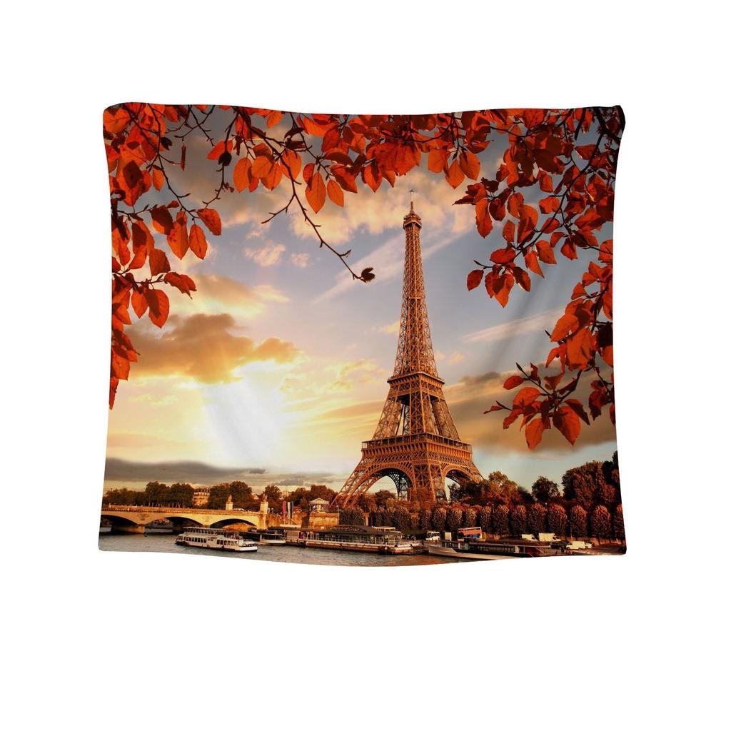 Nordic Paris Eiffel Tower Landscape Polyester Tapestry For Renting House Renovation Student Dormitory Wall Background Hanging Cloth