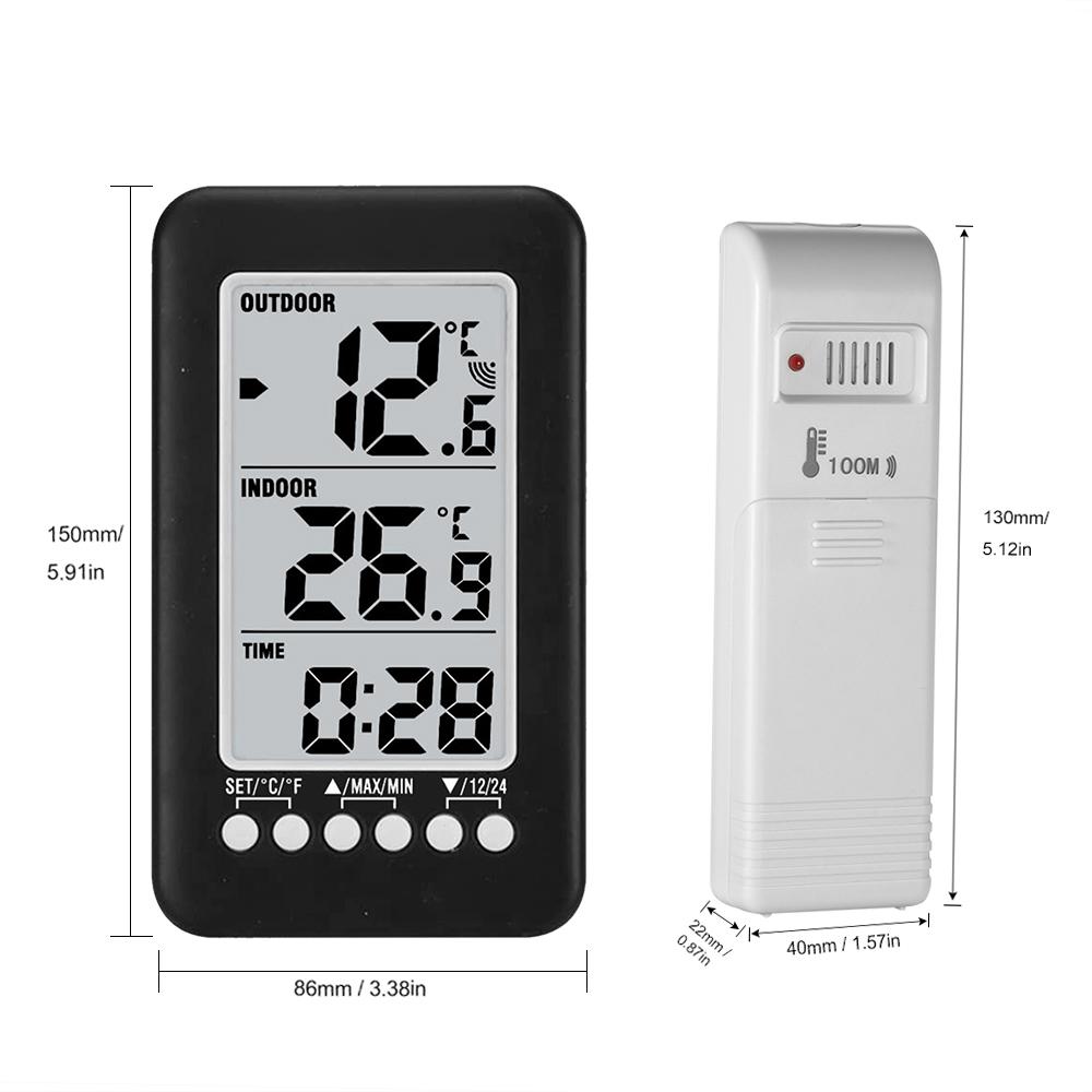 Digital Meter LCD ℃/℉ Digital Wireless Indoor/Outdoor Thermometer Clock Temperature Meter With Transmitter Testing Tool